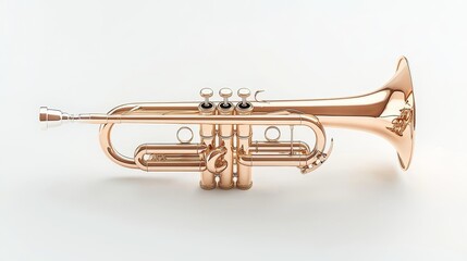 Obraz premium a glossy trumpet sticker, 3D effect, realistic texture, golden metallic finish, isolated on white background