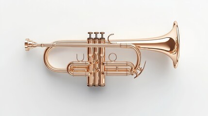 Obraz premium a glossy trumpet sticker, 3D effect, realistic texture, golden metallic finish, isolated on white background