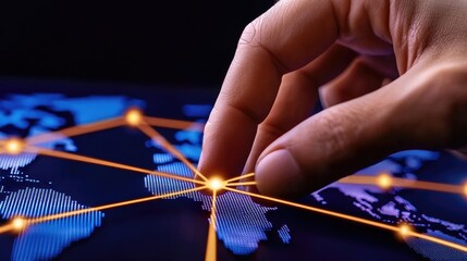 Connecting global networks technology interaction digital world high-tech environment close-up view data sharing concept