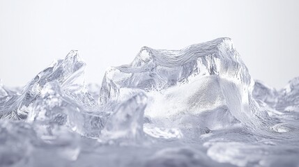 Obraz premium A soft, layered ice texture with a serene aesthetic, isolated against a pale gray background