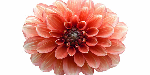 Stunning Coral Dahlia Flower Closeup - Realistic Botanical Illustration