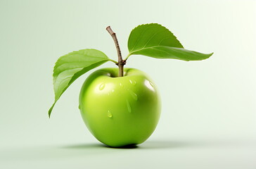 Green apple  with water drops, generative ai