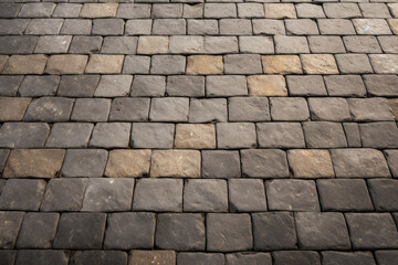 Processed collage of pavement cobble stones surface texture. Background for banner, backdrop