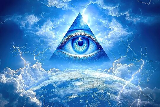 All Seeing Eye within a Triangle Over Earth