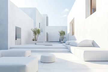 High Definition Image of Contemporary White Building with Modern Architecture, High Detail, 8K