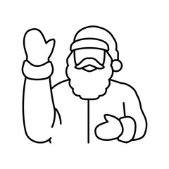 santa claus waving line icon vector. santa claus waving sign. isolated contour symbol black illustration