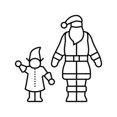 santa claus elves line icon vector. santa claus elves sign. isolated contour symbol black illustration