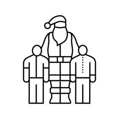 santa claus eating cookies line icon vector. santa claus eating cookies sign. isolated contour symbol black illustration