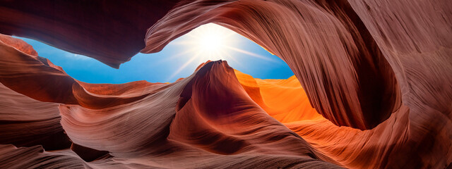 Panoramic abstract Antelope Canyon near Page, America - Travel concept © emotionpicture