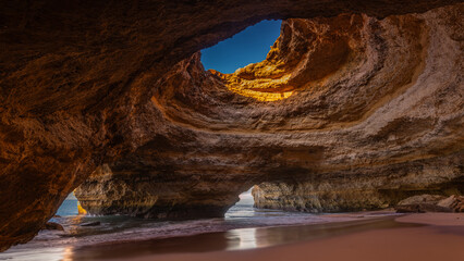 Benagil Cave and coastal region of Algarve Portugal - travel concept