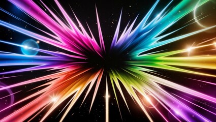 Explosive abstract color burst on black background