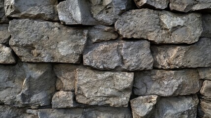 Stone brick wall with visible mortar and moss resting on it

