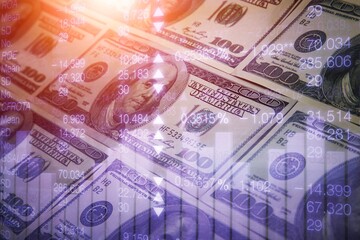 financial inflation crisis market graph and money