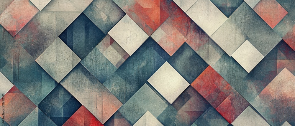 Poster artistic exploration of dynamic overlapping squares with color gradients in digital design