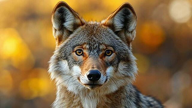 Majestic Red Wolf Portrait: Wild Beauty in Autumn footage