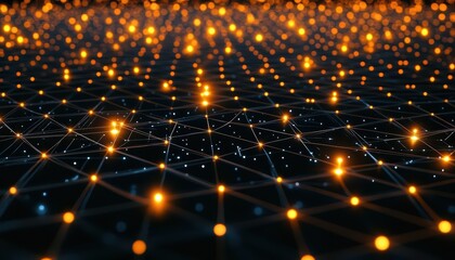 Fototapeta premium Abstract visualization of interconnected nodes and glowing lights.