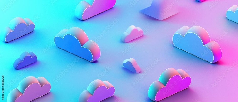 Poster dynamic cloud icon patterns representing data visualization concepts in digital design