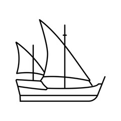 caravel ancient ship line icon vector. caravel ancient ship sign. isolated contour symbol black illustration