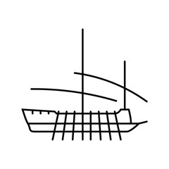 galley ancient ship line icon vector. galley ancient ship sign. isolated contour symbol black illustration