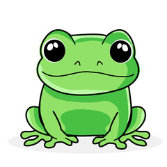 Obraz premium Cute Frog Cartoon Kawaii Sticker. Character Vector Illustration