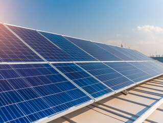Modern solar panels harnessing sunlight on a bright day for sustainable energy.