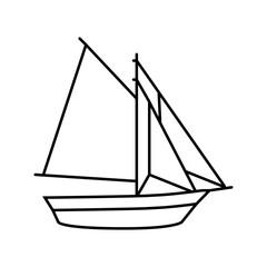 sloop ancient ship line icon vector. sloop ancient ship sign. isolated contour symbol black illustration