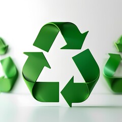 Obraz premium Eco-Friendly 3D Recycling Icon Designed in Glossy Green to Promote Sustainability and Environmental Care