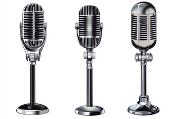 Fototapeta premium Set of isolated microphone vector icons on white
