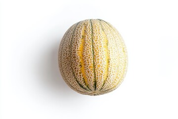 Top view of cantaloupe melon on a white background with a clear outline Flat lay