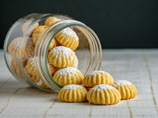 Cookies spilling out of a glass jar - Powered by Adobe