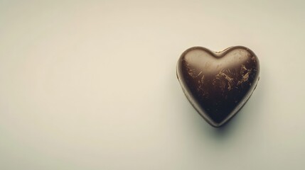 Obraz premium Dark Chocolate Heart on a Minimalist Background for Valentine's Day