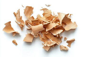 Wood shavings on a white surface