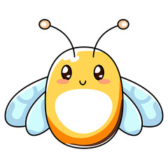 Obraz premium Cute Bee Cartoon Kawaii Sticker. Character Vector Illustration