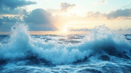 Fototapeta premium Serene Ocean Waves at Sunrise