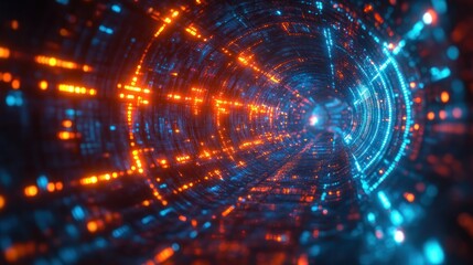 Obraz premium Futuristic Camera Lens Abstract Background with Vibrant Lights and Motion Blur