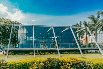 Barranquilla, Atlantico, Colombia. October 24, 2024: Peace square with beautiful blue sky.