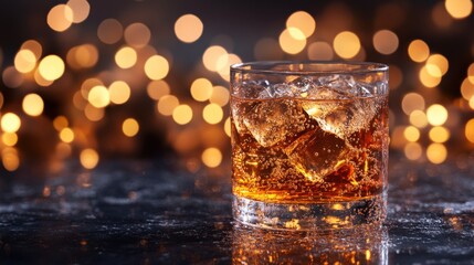 Elegant Glass of Whiskey on Ice