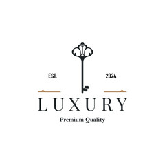 Home security design simple key logo old vintage minimalist template illustration