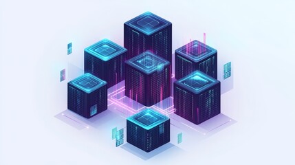 Futuristic Data Center Network  Cloud Computing  Servers  Digital Technology