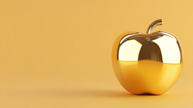 golden and shiny apple symbolizing knowledge, temptation, and prosperity, beautifully showcased with a radiant glow, representing the allure of temptation and the promise of success and abundance