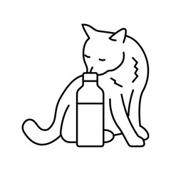 milk bottle cat breeding line icon vector. milk bottle cat breeding sign. isolated contour symbol black illustration