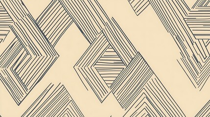 Fototapeta premium Abstract geometric pattern featuring interlocking lines and shapes in a neutral color scheme.