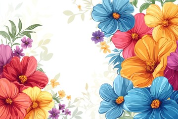 Obraz premium Colorful cosmos flowers creating a stunning floral border design
