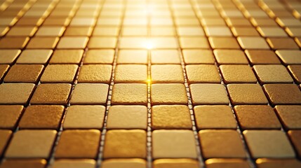 Obraz premium Lens flare gold shimmer background concept. Dynamic Gold Mosaic Background with Lens Effects