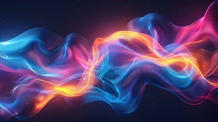 Obraz premium Abstract swirling nebula of vibrant blue, pink, and gold energy waves.