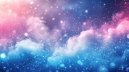 A vibrant cosmic scene with colorful clouds and sparkling stars.