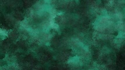 Fototapeta premium Abstract watercolor painting deep green texture background dark shades gradient fluid artistic design