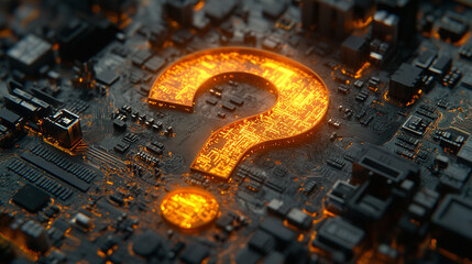 A floating technological computer chip glowing with a futuristic blue light surrounded by digital circuitry symbolizing innovation connectivity and advanced computing in a high-tech environment