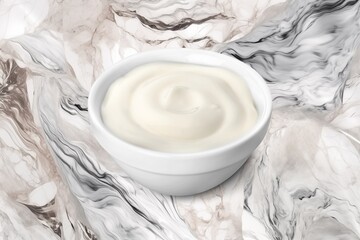 Tasty fresh greek yogurt in bowl