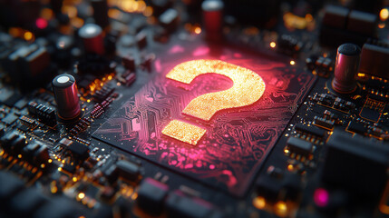 A floating technological computer chip glowing with a futuristic blue light surrounded by digital circuitry symbolizing innovation connectivity and advanced computing in a high-tech environment